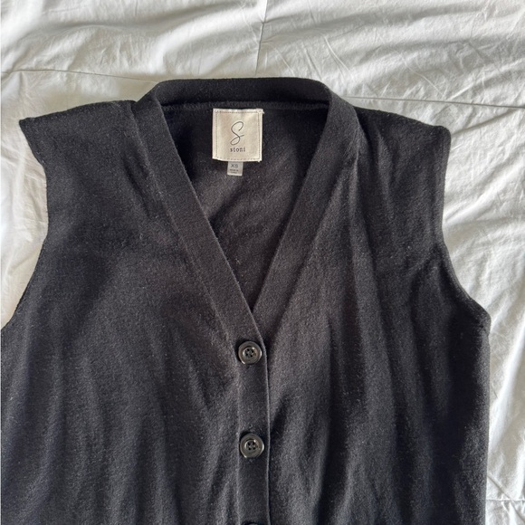 Black Button-Up Knit Sweater Vest | Women's Size Small | Classic Layering Piece - Picture 8 of 9